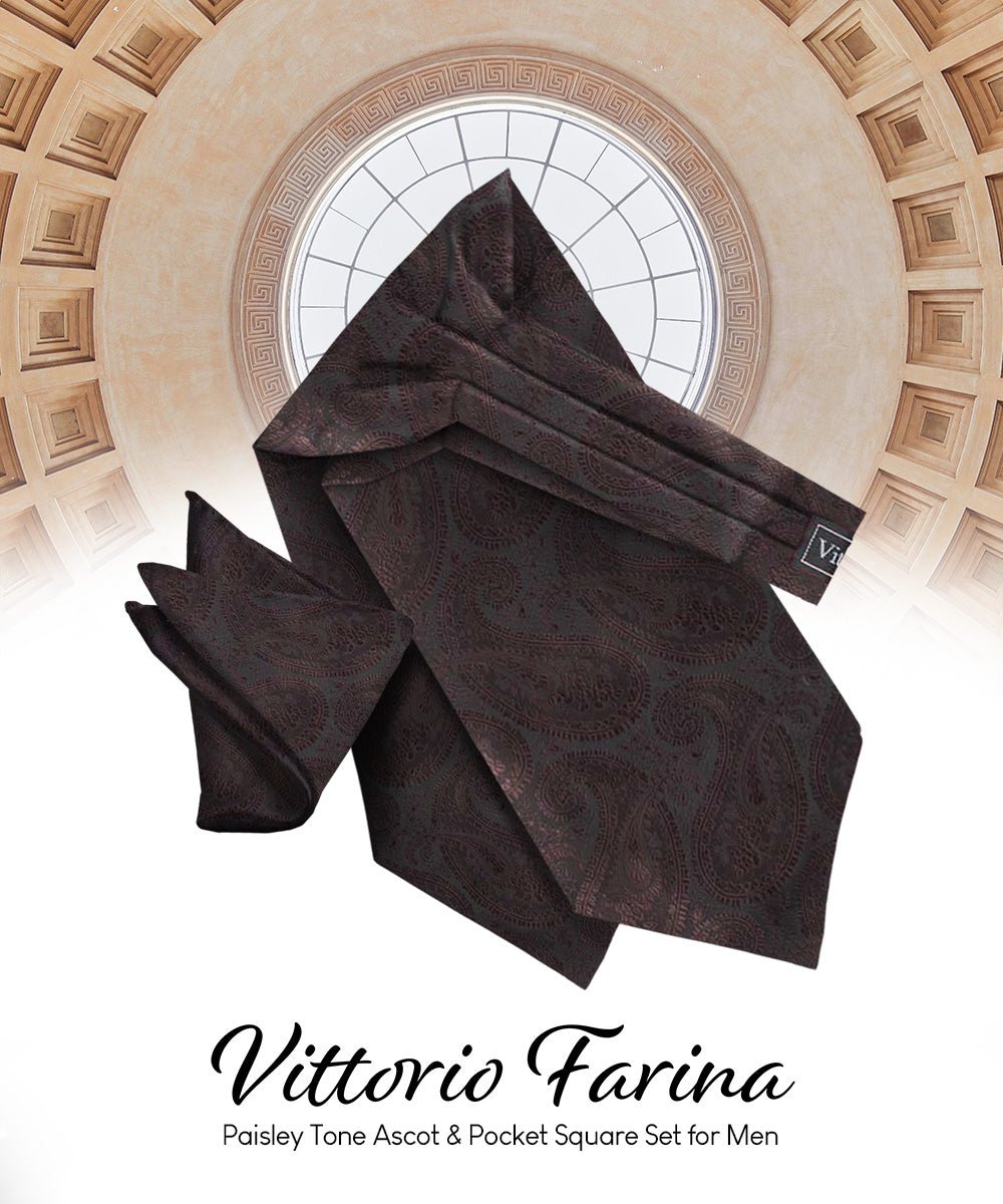Vittorio Farina Men's Woven Paisley Ascot & Pocket Square