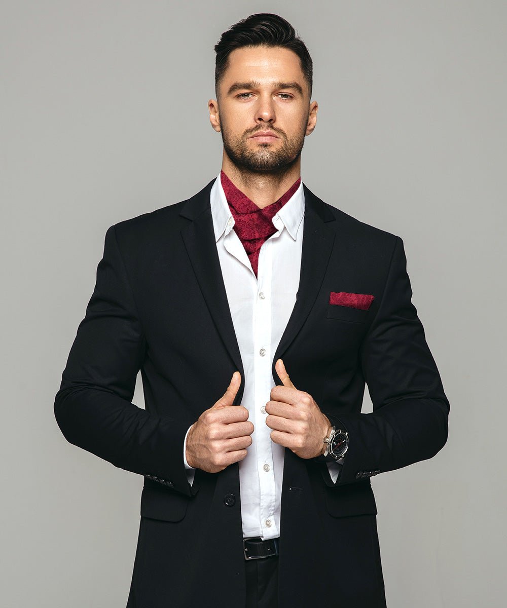 Vittorio Farina Men's Woven Paisley Ascot & Pocket Square