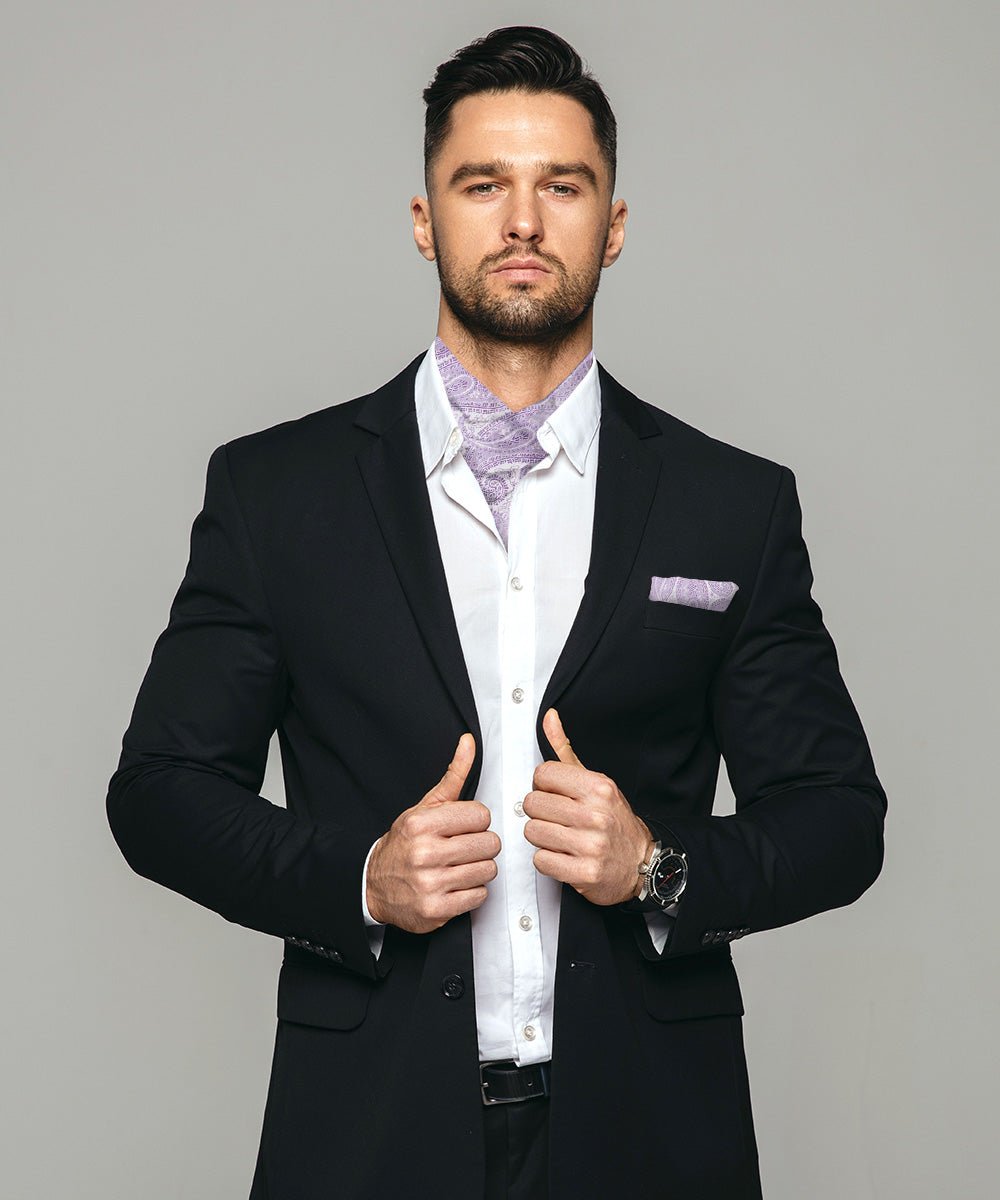 Vittorio Farina Men's Woven Paisley Ascot & Pocket Square