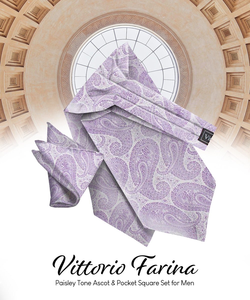 Vittorio Farina Men's Woven Paisley Ascot & Pocket Square