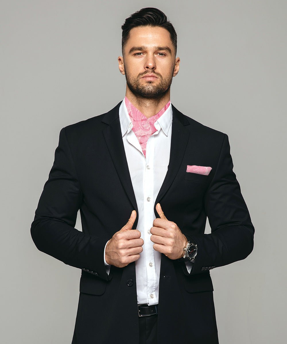 Vittorio Farina Men's Woven Paisley Ascot & Pocket Square