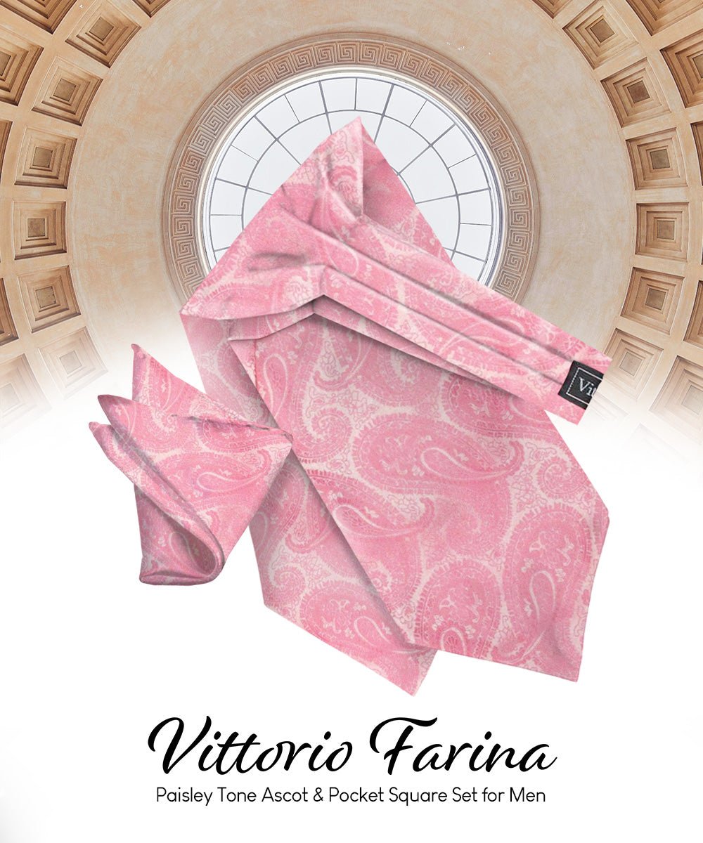 Vittorio Farina Men's Woven Paisley Ascot & Pocket Square