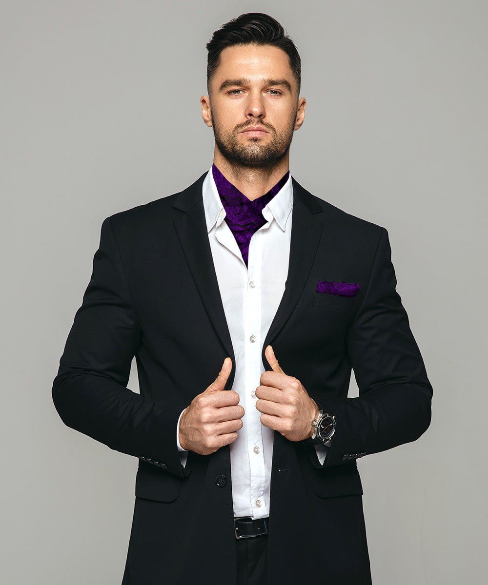 Vittorio Farina Men's Woven Paisley Ascot & Pocket Square