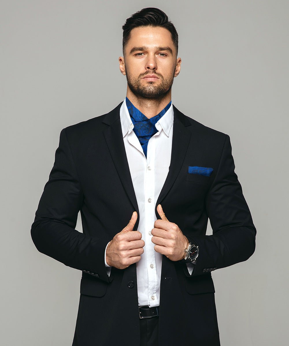 Vittorio Farina Men's Woven Paisley Ascot & Pocket Square