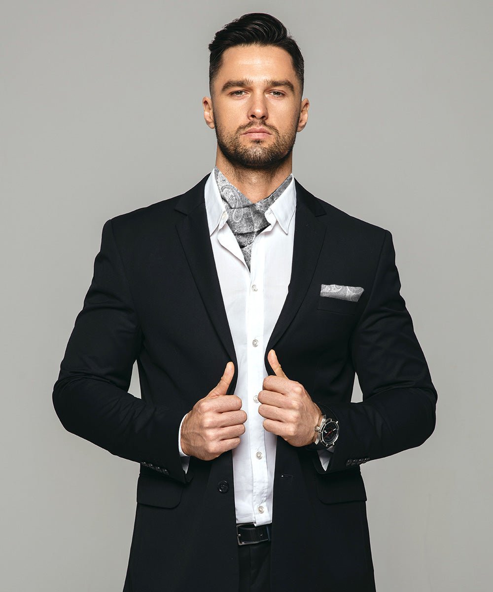 Vittorio Farina Men's Woven Paisley Ascot & Pocket Square