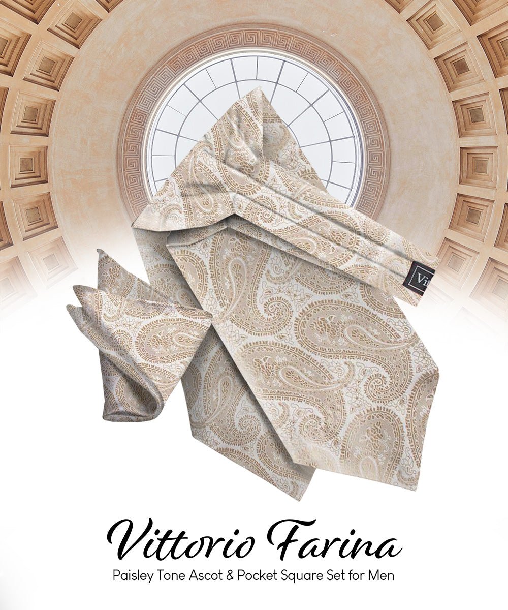 Vittorio Farina Men's Woven Paisley Ascot & Pocket Square