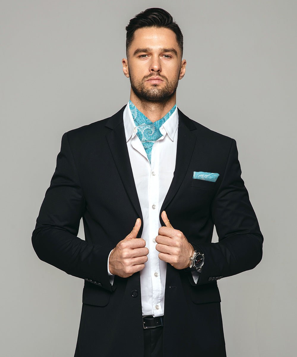 Vittorio Farina Men's Woven Paisley Ascot & Pocket Square