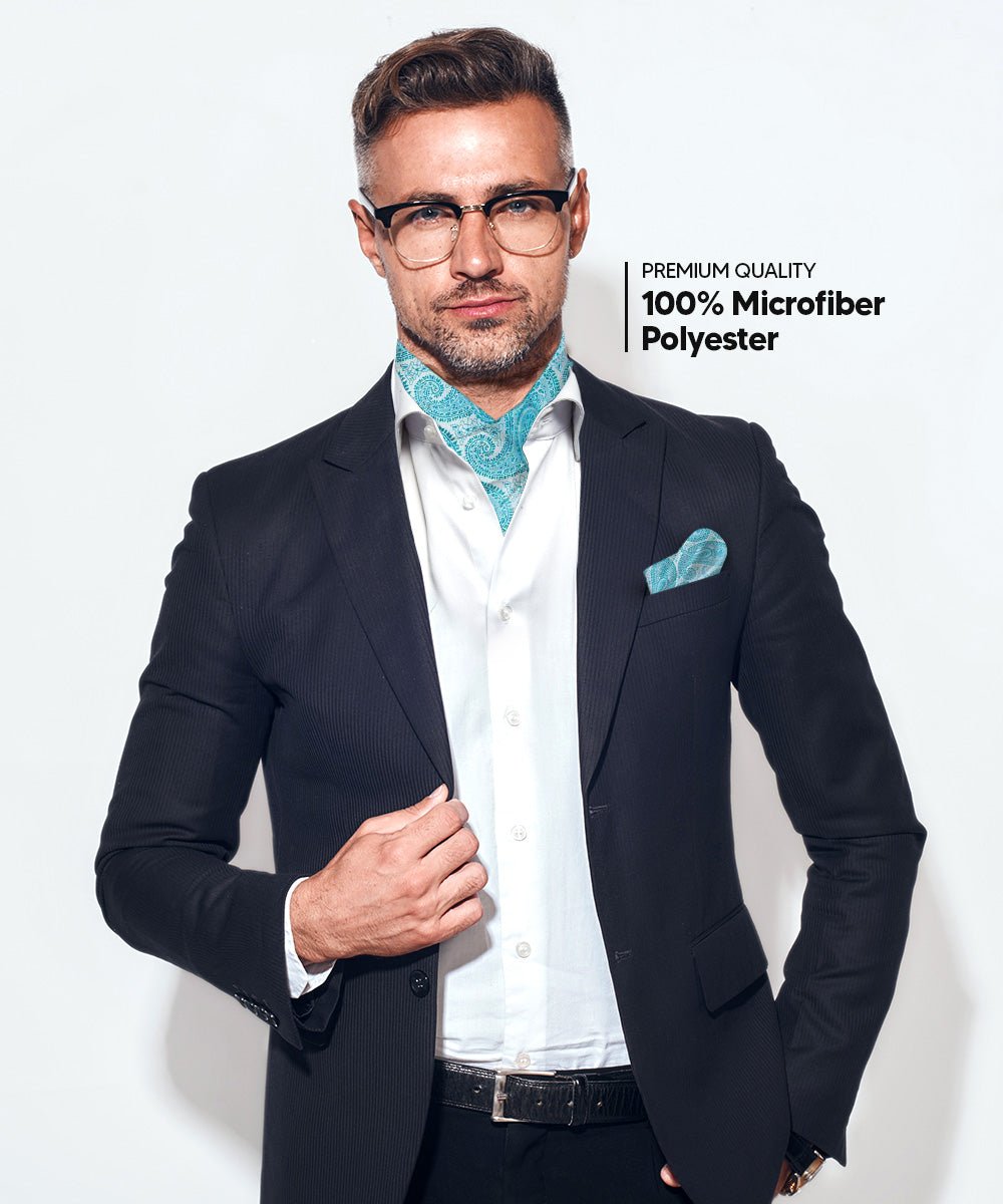 Vittorio Farina Men's Woven Paisley Ascot & Pocket Square