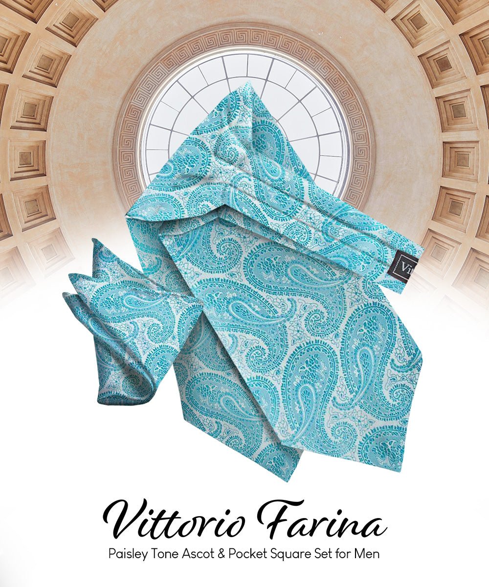 Vittorio Farina Men's Woven Paisley Ascot & Pocket Square