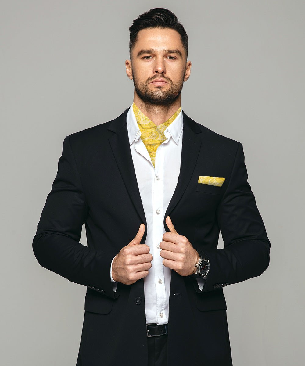 Vittorio Farina Men's Woven Paisley Ascot & Pocket Square
