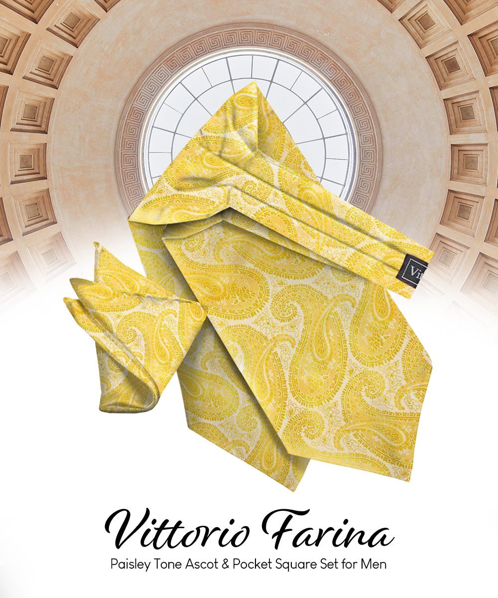 Vittorio Farina Men's Woven Paisley Ascot & Pocket Square