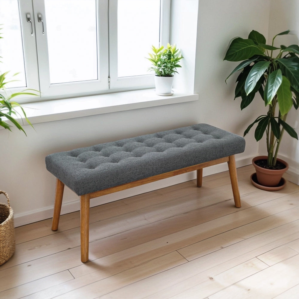 Delilah Modern Dark Gray Fabric Bench