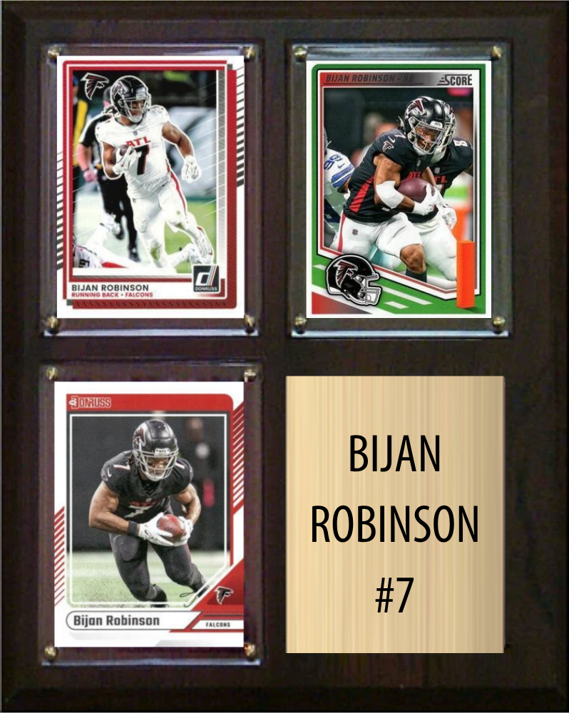 Bijan Robinson Atlanta Falcons Fan Gift Plaque 8x10 3 Cards Prizm, Donruss, Score 2024 2025 2026