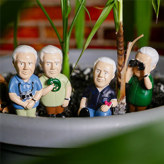 4-pk Mini Attenborough Explorers Planter Figurine Markers - Plant Pot Decorations