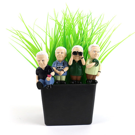 4-pk Mini Attenborough Explorers Planter Figurine Markers - Plant Pot Decorations