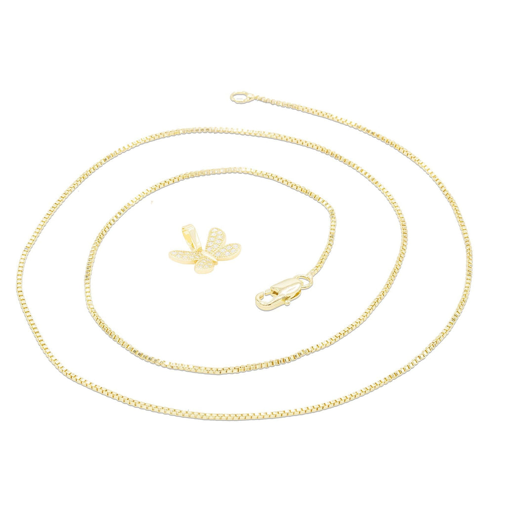 Morning Butterfly Cubic Zirconia Pendant With Necklace Set 14K Gold Filled