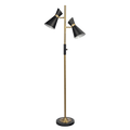 Axis Brassed Gold Floor Lamp with 4-Way Switch Double Spots with Metal Base