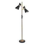 Axis Brassed Gold Floor Lamp with 4-Way Switch Double Spots with Metal Base