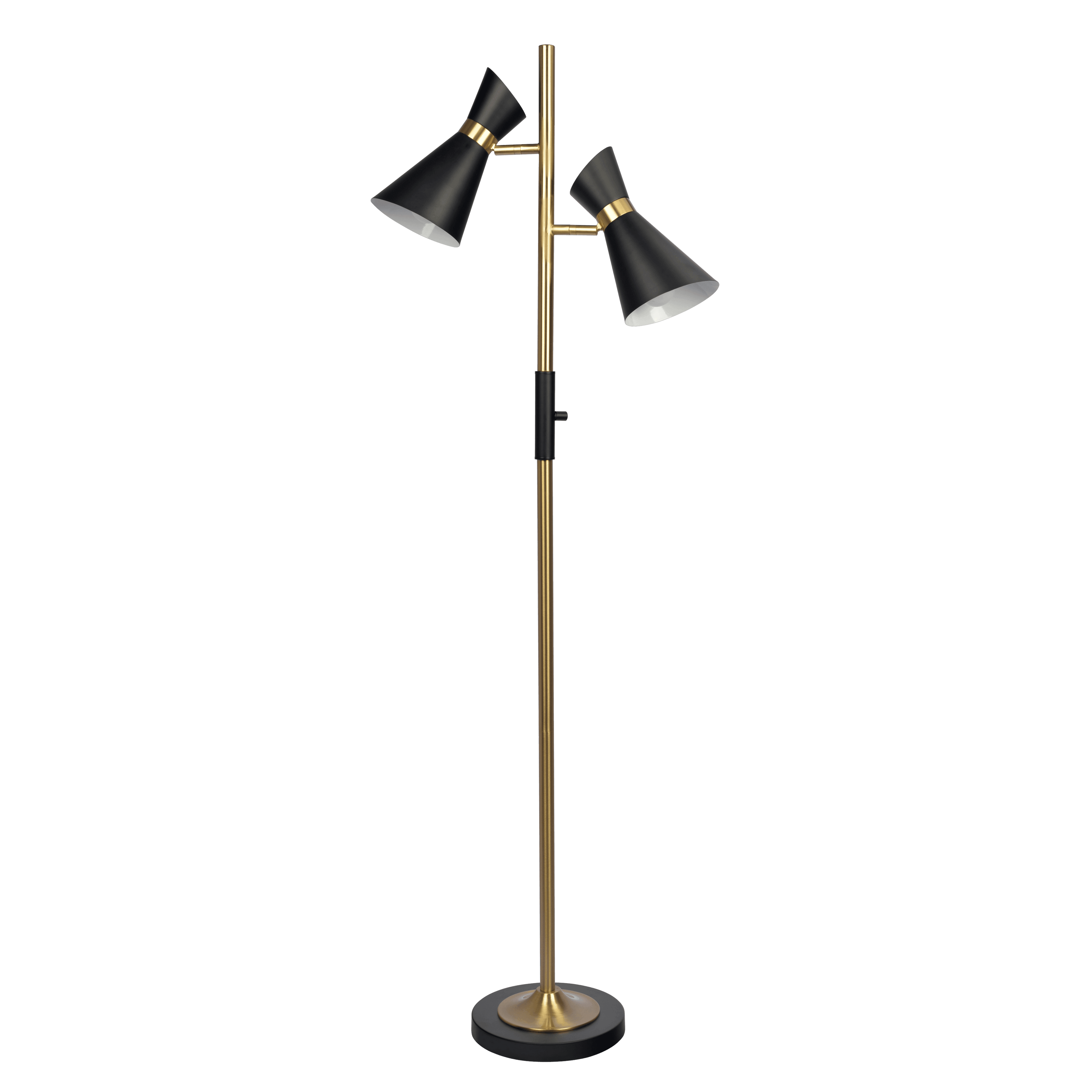 Axis Brassed Gold Floor Lamp with 4-Way Switch Double Spots with Metal Base