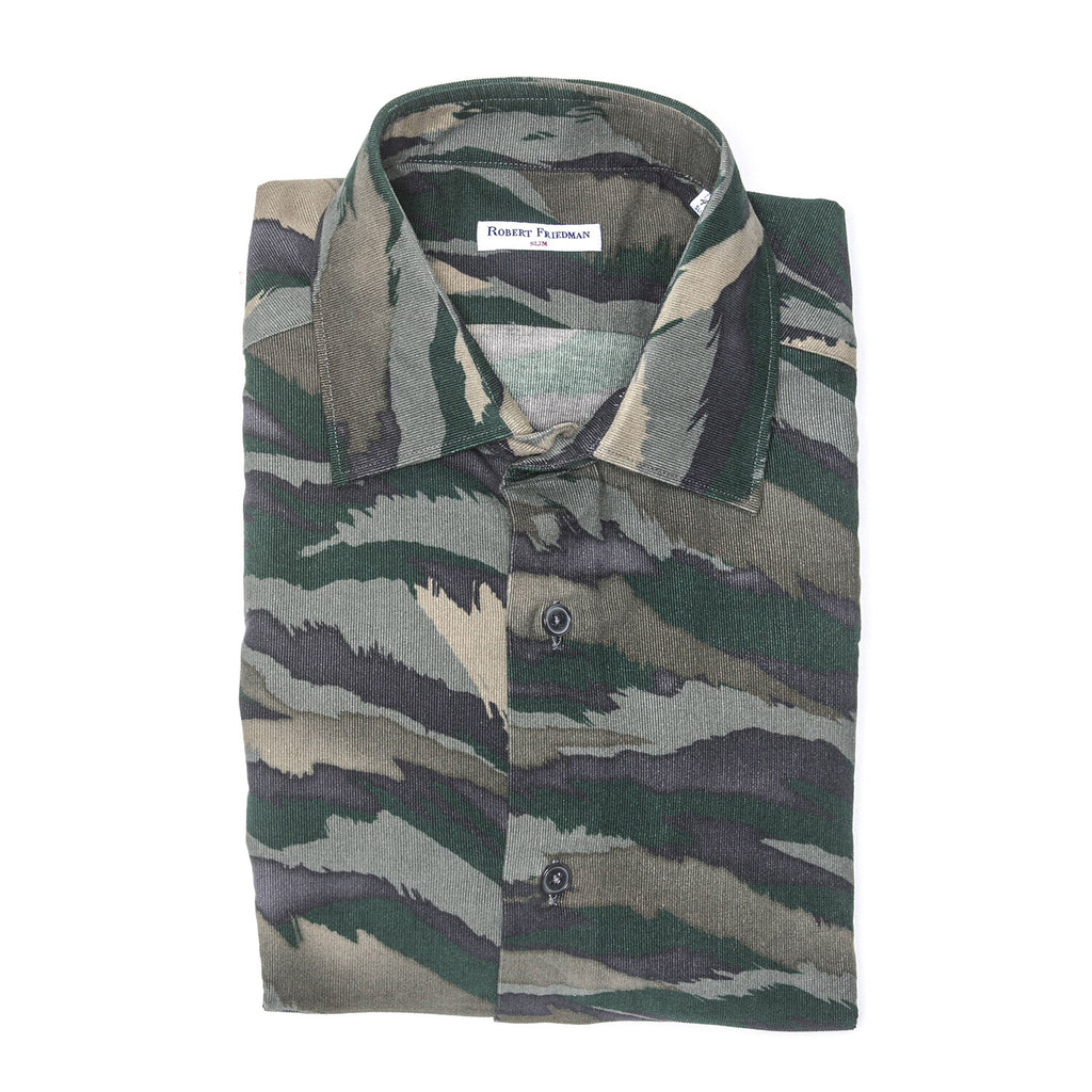 Jack Slim Medium Collar Shirt // Green Camo
