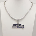 Seattle Seahawks Zircon Pendant Necklace – Game Day & Holiday Gift for Sports Fans