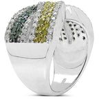 1.44 Carat Genuine Multi Diamond .925 Sterling Silver Ring