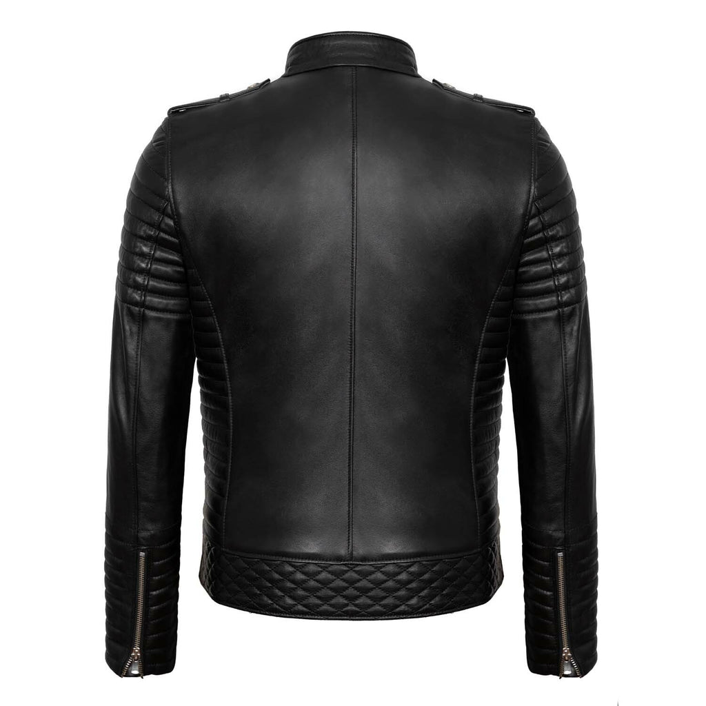 Racer Quilted Shoulders & Arms Jacket // Black