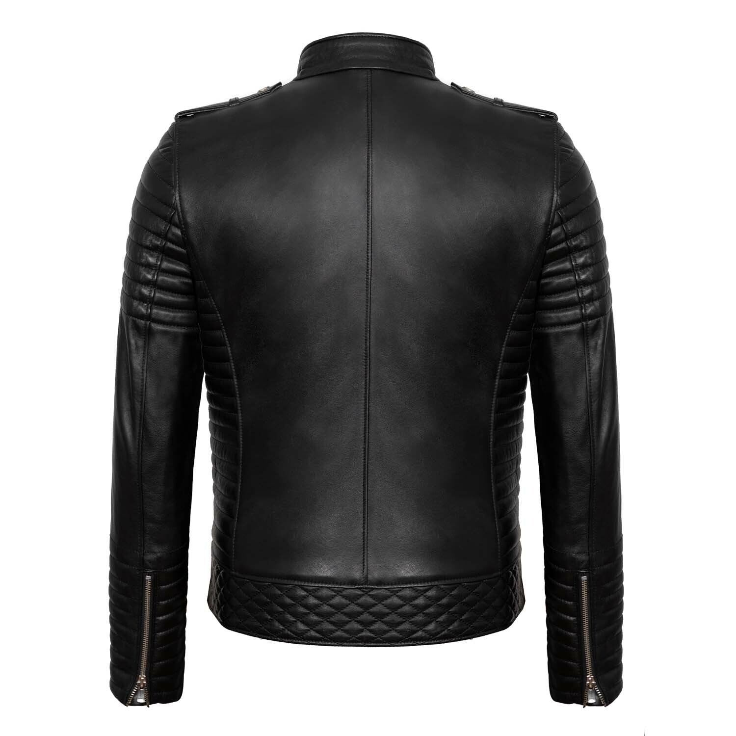 Racer Quilted Shoulders & Arms Jacket // Black