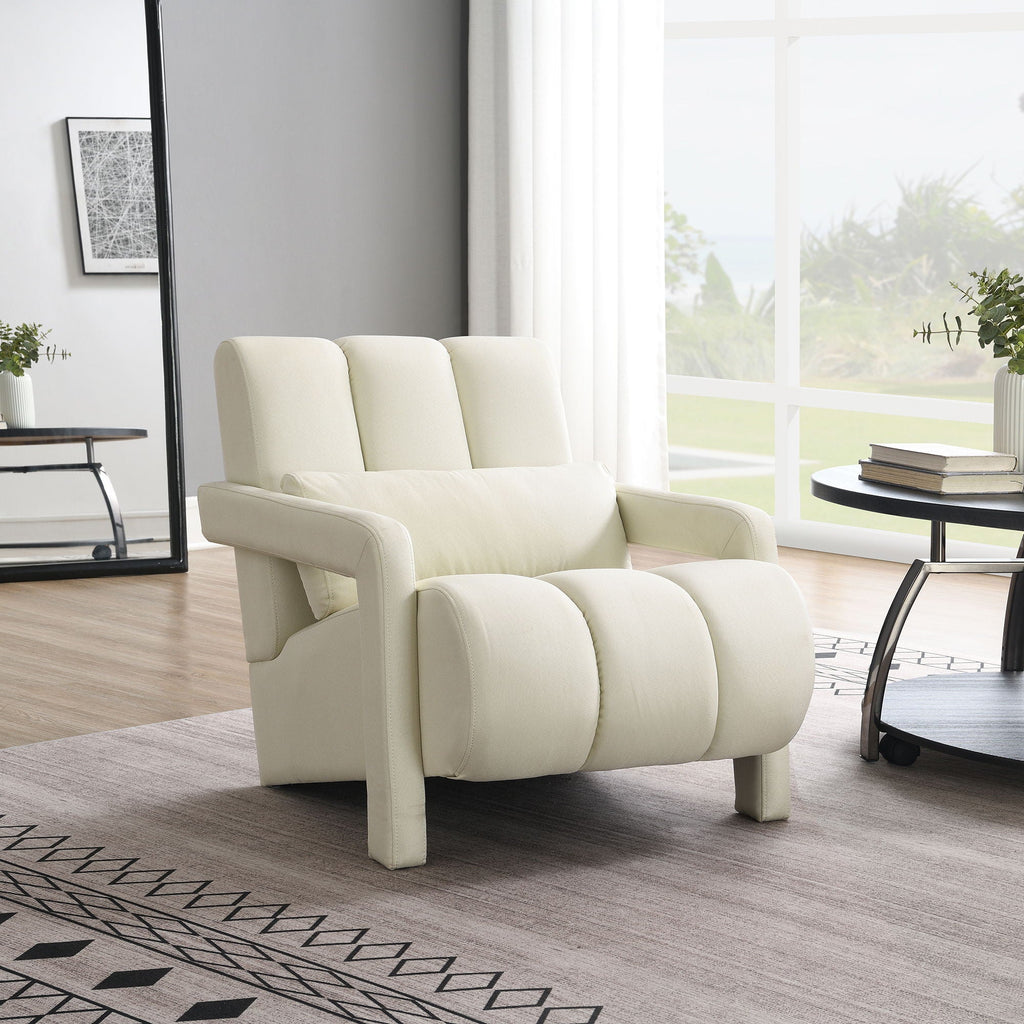 Modern Upholstered Accent Chair, Comfortable Fabric With A Pillow