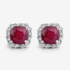 6.12 Carat Dyed Ruby, Ruby and White Topaz .925 Sterling Silver Earrings