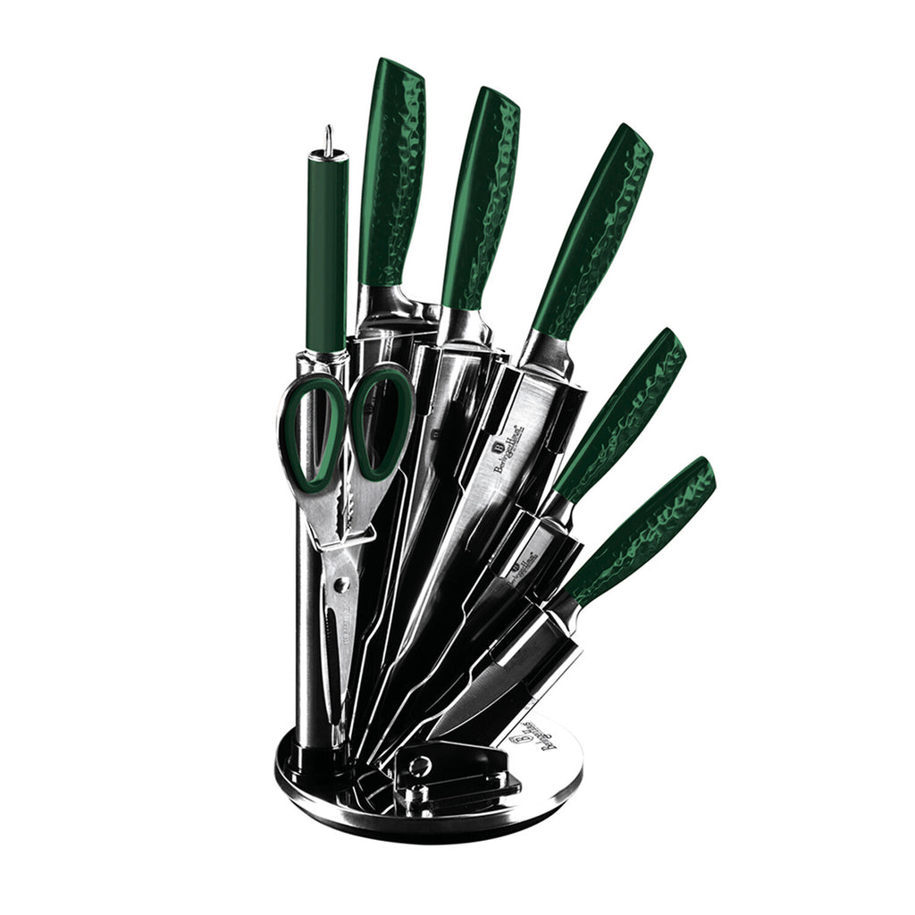 Knife Set + Acrylic Stand // 8 pcs // Emerald