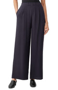 Eileen Fisher High Waist Pleated Wide Leg Silk Pants in Nocturne, Size X-Small