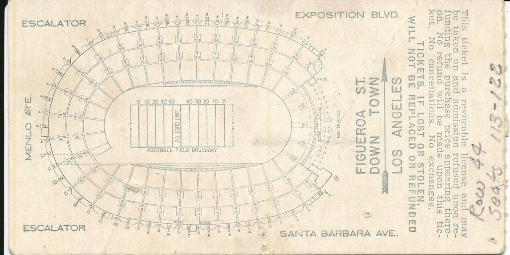 1962 USC Trojans vs. UCLA Football Game Ticket Stub 148527