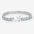 17.22 Carat Genuine Blue Topaz and White Diamond .925 Sterling Silver Bracelet