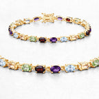 8.96 Carat Genuine Multi Stones .925 Sterling Silver Bracelet