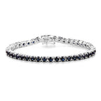 8.36 Carat Genuine Blue Sapphire .925 Sterling Silver Bracelet