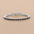 8.36 Carat Genuine Blue Sapphire .925 Sterling Silver Bracelet