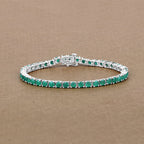 7.48 Carat Genuine Emerald .925 Sterling Silver Bracelet