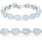 25.90 Carat Genuine Aquamarine .925 Sterling Silver Bracelet