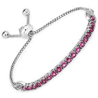 2.41 Carat Genuine Rhodolite and White Zircon .925 Sterling Silver Bracelet