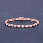 8.95 Carat Genuine Morganite and White Diamond 14K Rose Gold Bracelet