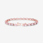 8.95 Carat Genuine Morganite and White Diamond 14K Rose Gold Bracelet