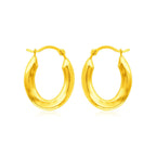 14k Yellow Gold Polished Oval Hoop Earrings