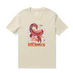 Hawaiian Tee For Men Year of the Dragon 2024 Tee Crew Neck 100% Cotton - BEIGE