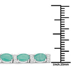 10.47 Carat Genuine Emerald and White Topaz .925 Sterling Silver Bracelet