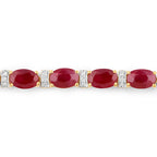 11.67 Carat Genuine Ruby and White Diamond 14K Yellow Gold Bracelet
