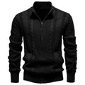 Zip-Up Cableknit Sweater // Black