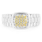 0.25 Carat Genuine Yellow Diamond .925 Sterling Silver Ring