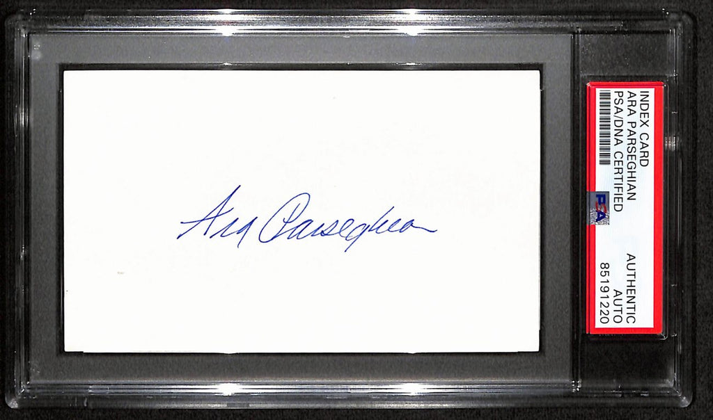 Ara Parseghian CHOF Signed/Auto 3x5 Index Card Notre Dame PSA/DNA 187445