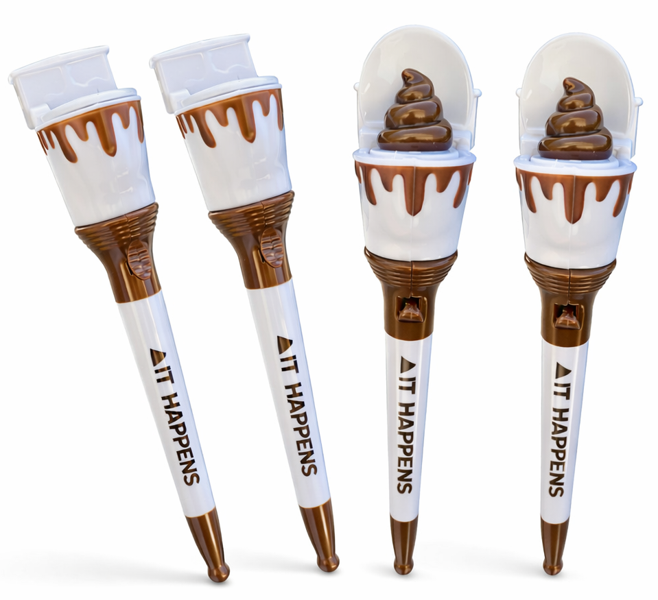 💩 "Toilet Poop Pens" – Set of 12 with Display Case